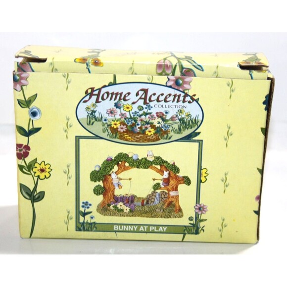 Home Accents Collection Bunny At Play 2 Rabbits Fishing Spring Easter Small  5" - Picture 8 of 10